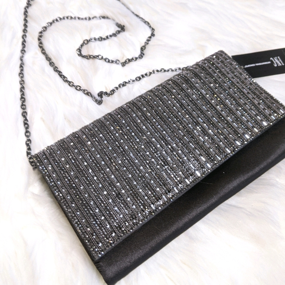 INC International Concepts Jewel Party Clutch Metallic